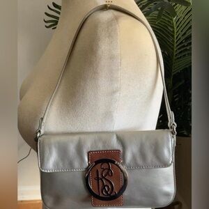 KATE SPADE VINTAGE SILVER LEATHER BAG EXC CONDITION